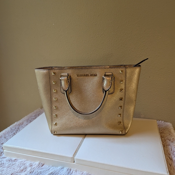 Michael Kors Gold Studded Women's Bag - Picture 1 of 16